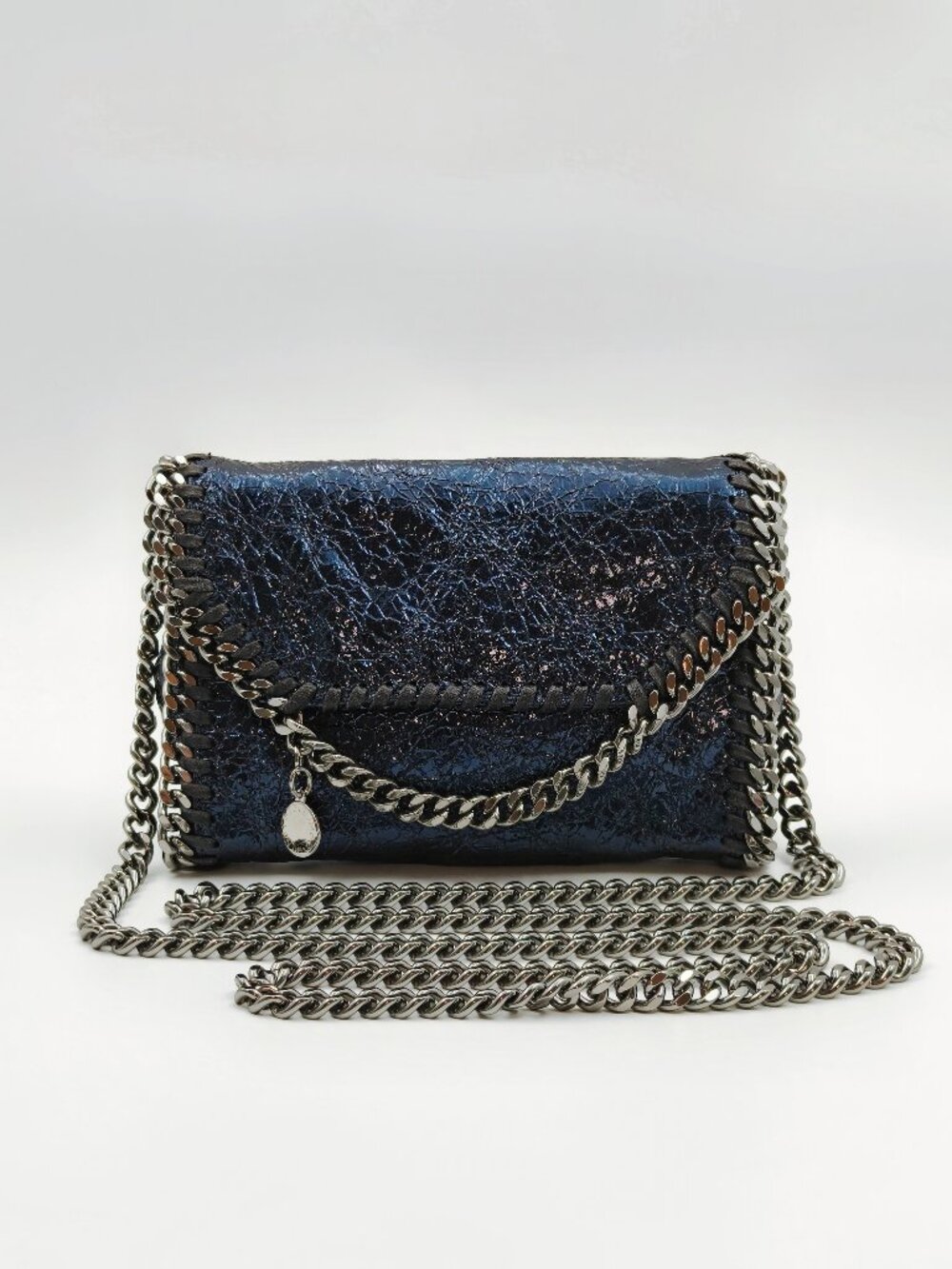 Stella McCartney Falabella Mini Crossbody Bag Black Shaggy Deer Chain New